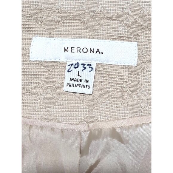 Vintage Merona Blazer Jacket Womens Size L Double Breasted NWT Tan 3/4 Sleeve - Picture 5 of 13